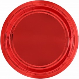 Тарелки (9''/23 см) Красный, Металлик, 6 шт. 